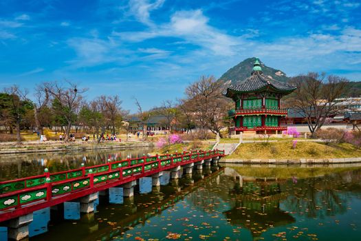 Hyangwonjeong Pavilion in Gyeongbokgung Palace, Seoul, South Korea