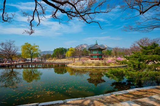 Hyangwonjeong Pavilion in Gyeongbokgung Palace, Seoul, South Korea