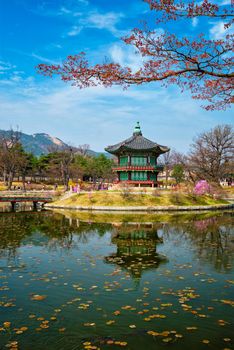 Hyangwonjeong Pavilion in Gyeongbokgung Palace, Seoul, South Korea