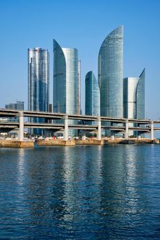 Busan Marine city skyscrapers and Gwangan Bridge, South Korea