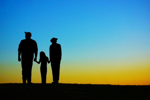 Couple standing on the hill at dusk. Shooting Location: Tokyo metropolitan area