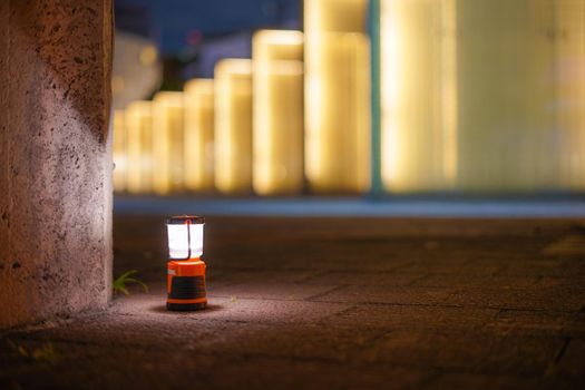 Image of lantern placed on the ground. Shooting Location: Yokohama-city kanagawa prefecture