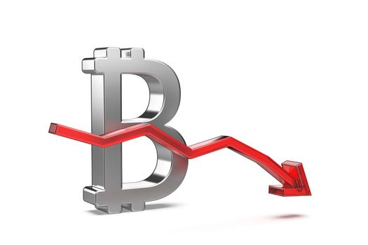 Decreasing the value of Bitcoin cryptocurrency, concept image