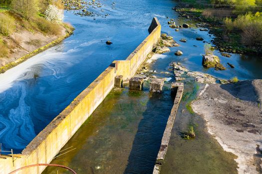 Ladizhin, Vinnytsia, Ukraine, 2 May 2021: HES hydroelectric power station situated