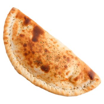 Homemade cheburek, fried meat in dough, isolated on a white background.