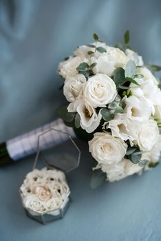 elegant wedding bouquet of fresh natural flowers and greenery