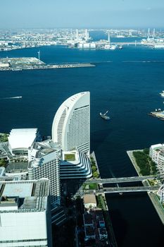 Yokohama Port View from Landmark Tower. Shooting Location: Yokohama-city kanagawa prefecture