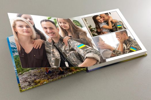 military family photo book with ukraine flag.