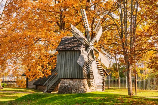 Old wooden windmill in Ludza. Latvia