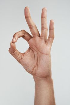 Cropped shot of an unrecognizable man showing the ok sign.