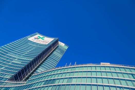 MILAN, ITALY - CIRCA SEPTEMBER 2020: located in Milan downtown, the Lombardia (Lombardy) Region is one of the most famous modern skyscraper in Italy