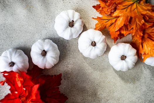 Festive place setting for Thanksgiving celebration in monochrome white color