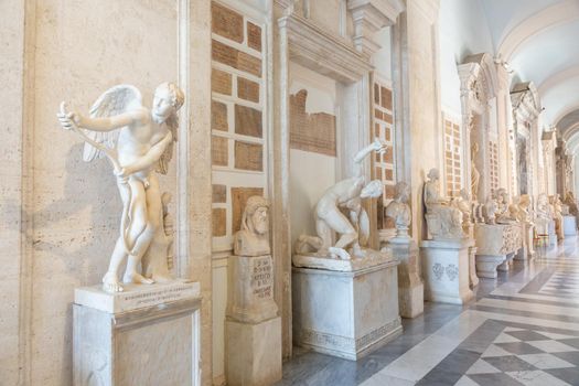 ROME, ITALY - CIRCA AUGUST 2020: Vatican museum interior collection perspective