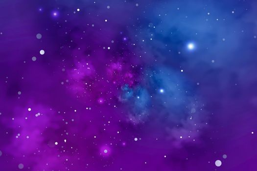 Starry background with blue and violet nebula. Concept for space, astronomy, galaxy, universe