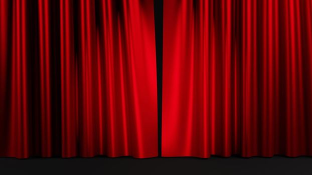 Red stage curtain background 3D render