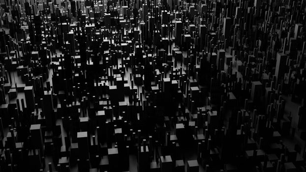 Abstract black city texture background 3D render