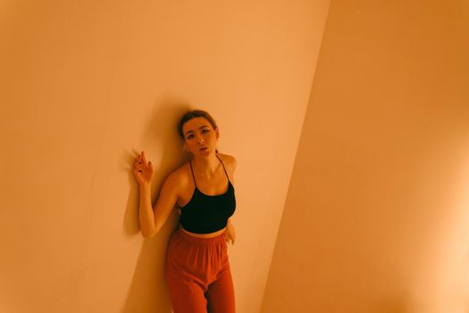 portrait of a young woman with spot light closeup