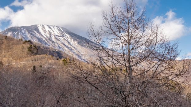 Snow-capped mountain in Nikko, Japan