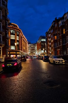 London, United Kingdom, February 6, 2022 evening streets in London