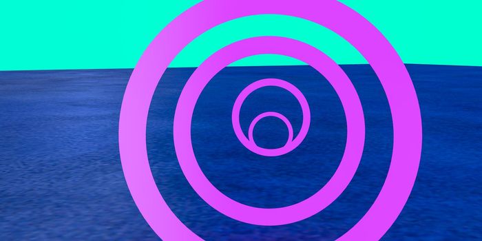 3d illustration of glowing pink neon rings, abstract background