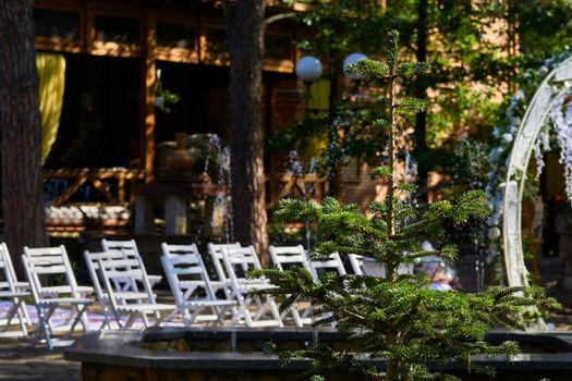 a large room for meetings, concerts, or other events. Outdoor hall for conferences, weddings, meetings.