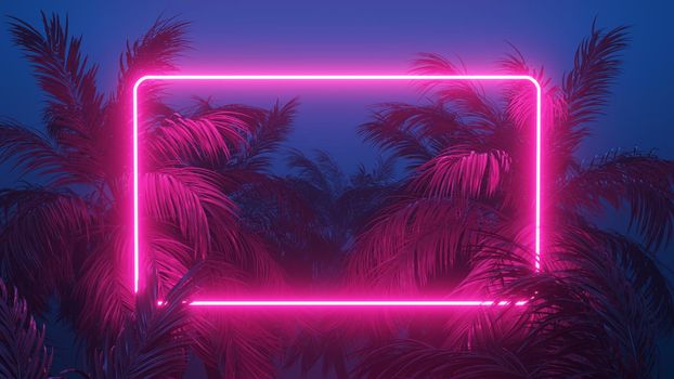 Synthwave or Retrowave Palms Scene Background