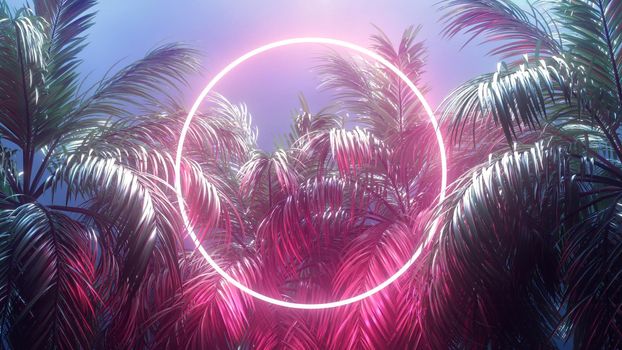 Synthwave or Retrowave Palms Scene Background