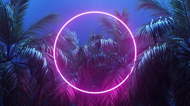 Synthwave or Retrowave Palms Scene Background