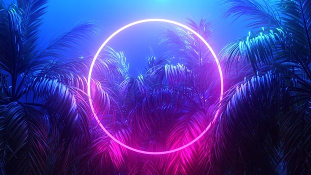 Synthwave or Retrowave Palms Scene Background