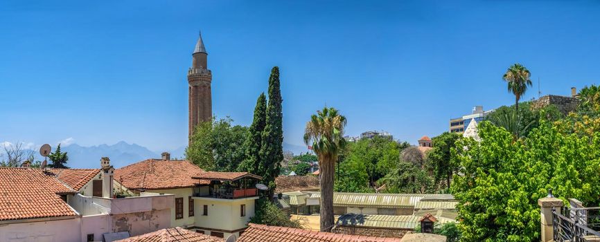 Antalya, Turkey 19.07.2021. Panoramic top view of the old city of Antalya in Turkey on a sunny summer day