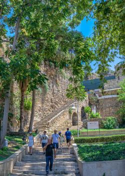 Antalya, Turkey 19.07.2021. Roman harbor in the old city of Antalya, Turkey, on a sunny summer day