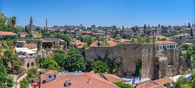Antalya, Turkey 19.07.2021. Panoramic top view of the old city of Antalya in Turkey on a sunny summer day