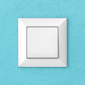 Light switch on blue wall, front view