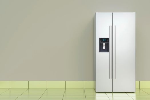 Silver side-by-side refrigerator in the kitchen