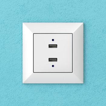 Wall socket with two USB ports for charging various types of electronic devices