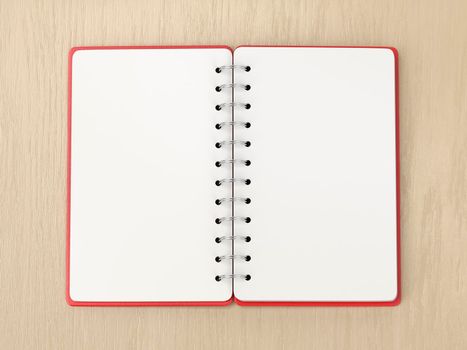 Blank notebook on wooden desk, top view