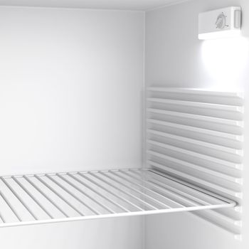 Inside view of an empty refrigerator