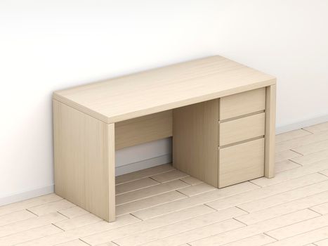 Modern wooden desk in the office
