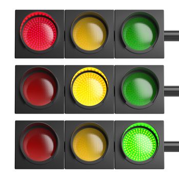 Set of horizontal traffic lights