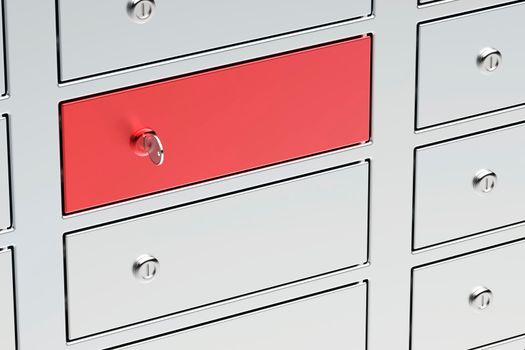 Unlocking the selected bank safety deposit box