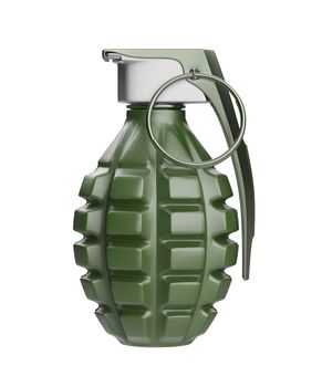 Fragmentation hand grenade isolated on white background