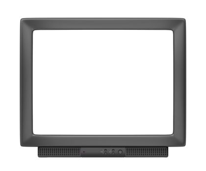 CRT TV with empty screen isolated on white background, front view
