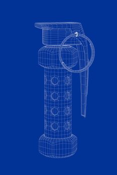 3D wire-frame model of stun grenade