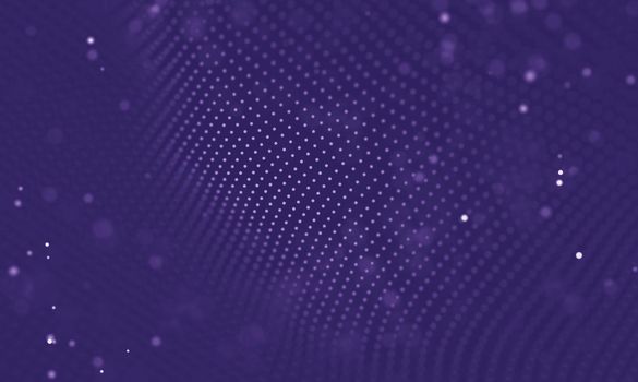 Abstract futuristic illustration of polygonal surface. Low poly shape with connecting dots and lines on dark background. 3D rendering