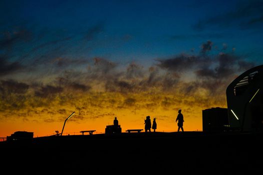 Yokohama Minato Mirai Dai Sunset and Silhouette of Silhouette. Shooting Location: Yokohama-city kanagawa prefecture