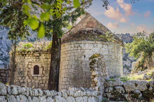 Abandoned historic church of St. George near the town of Kotor. Montenegro.