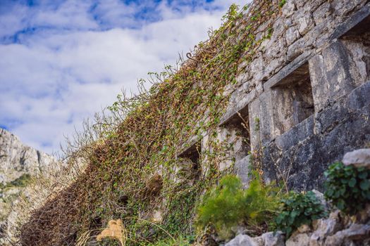 Montenegro. Bay of Kotor, Gulf of Kotor, Boka Kotorska and walled old city. Fortifications of Kotor is on UNESCO World Heritage List since 1979.