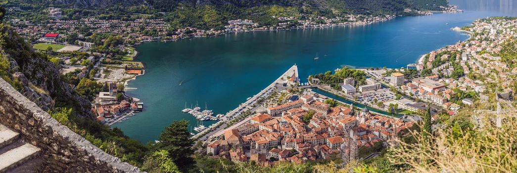 Montenegro. Bay of Kotor, Gulf of Kotor, Boka Kotorska and walled old city. Fortifications of Kotor is on UNESCO World Heritage List since 1979.