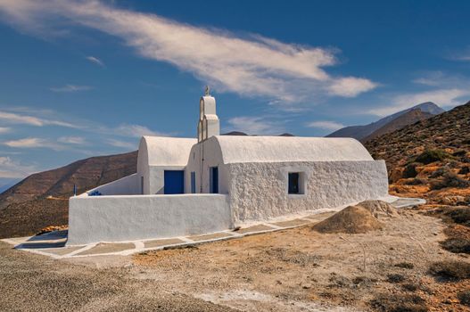 Traditional small church of Saint Panteleimon in Anafi of Greece