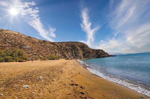 Clear water in Klisidi beach in Anafi